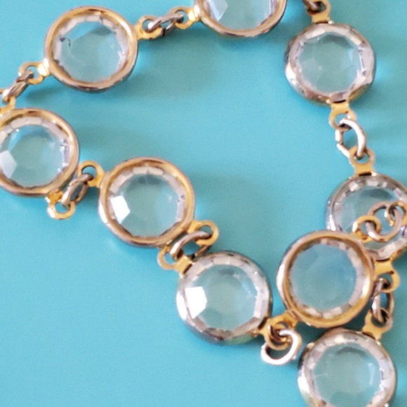 Austrian Crystal Clear Gold Plated Tone Chain Necklace Vintage Made in U.S.A. - Picture 2 of 4